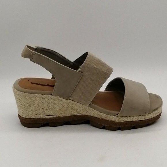 Maurices Womens Sandal Farah Gray Espadrille Stretch Ankle Strap Wedge Heel 11 - Picture 2 of 10